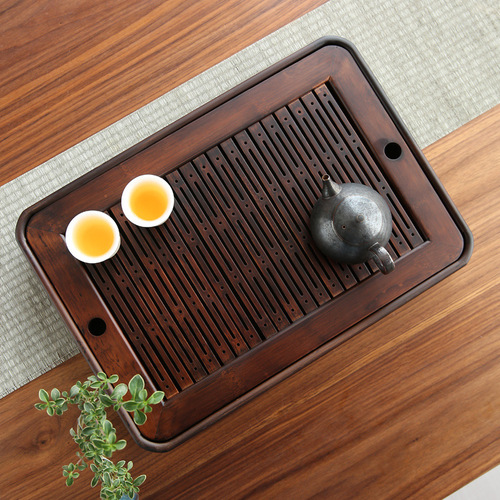 New bamboo water storage household tea tray small walnut color hotel tea set Japanese dry tea tray
