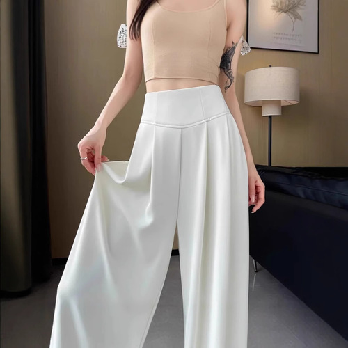 2025 Women's Suit Pants New Slimming High-Waisted Loose Tidal Straight Leg Floor-Length Casual Pants Spring and Autumn Season