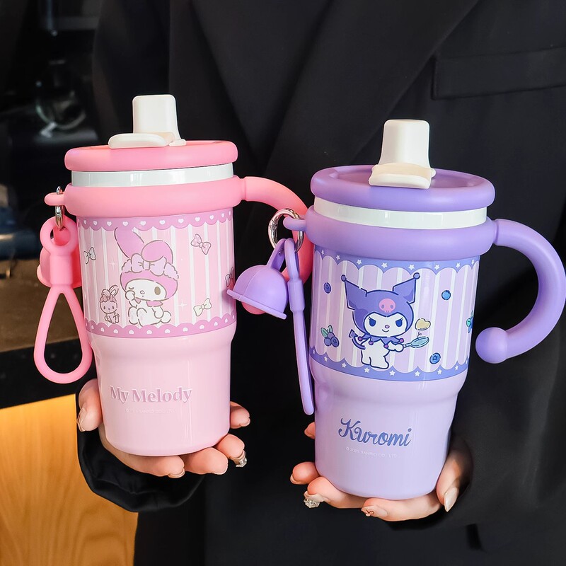 クロミ魔法瓶カップ女の子用大容量ストローカップ夏高価値2025新しいステンレス鋼アイスカップ|undefined