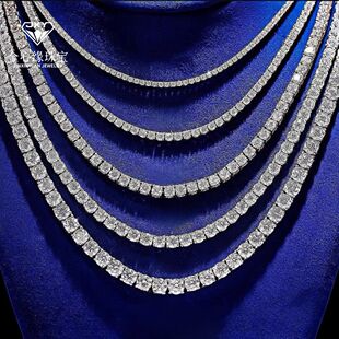 Cross-border Hot Selling S925 Sterling Silver Electroplated 18K White Golden Moissanite Tennis NecKlace for Women, Simple, Versatile and Non-fading