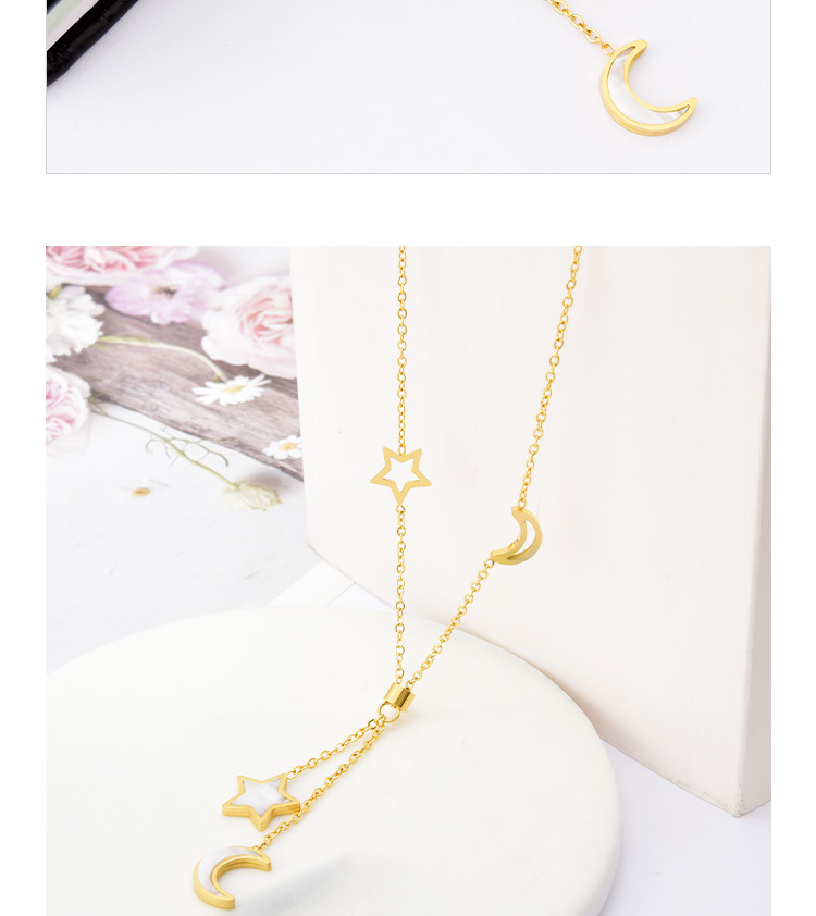 Fashion Star Titanium Steel Pendant Necklace Inlay Shell Stainless Steel Necklaces Colorza_colorza_6