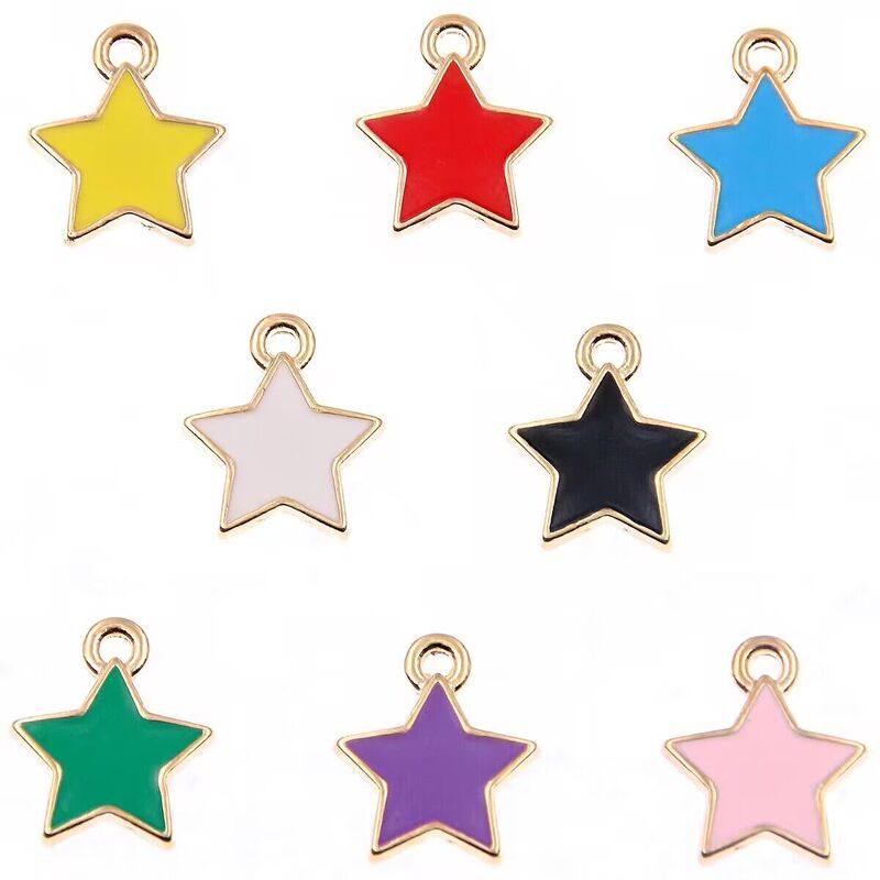8 color 11*14mmKC gold oil diy simulation five-pointed star charm jewelry small pendant handmade accessories explosions