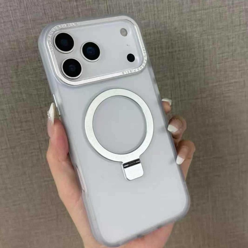 适用iPhone17大孔支点壳苹果16promax半透雾面磨砂磁吸支架肤感壳|undefined