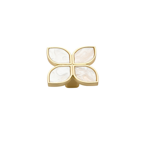 Nordic simple light luxury cabinet wardrobe single hole handle four-leaf clover cartoon blue white petal square handle