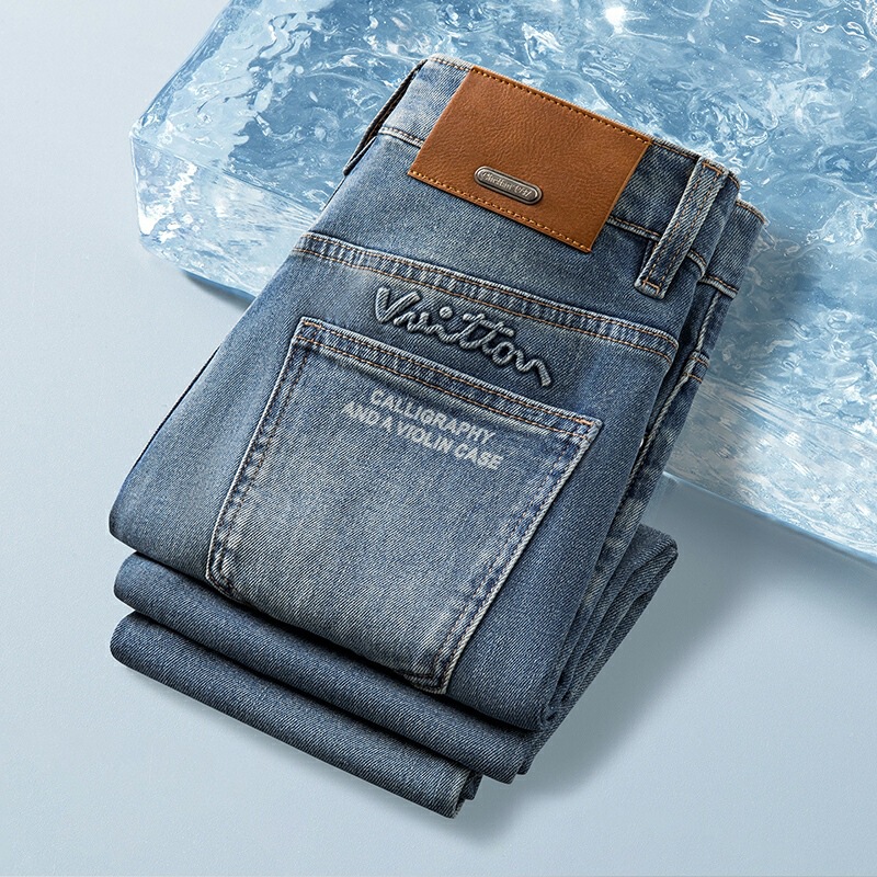 Italian High-End Light Luxury Men's Jeans 2026 Spring/Summer Thin Embossed Premium Stretch Slim Straight Pants Italian High-End Light Luxury Men's Jeans 2026 Spring/Summer Thin Embossed Premium Stretch Slim Straight Pants