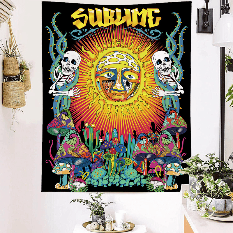 Skeleton tapestry wall hanging cloth ethnic background cloth decoration ins background cloth bedr hanging cloth_voghion.com