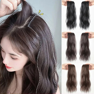 Short Water Ripple Hair Pads for Women, Invisible Natural Artificial Hair Extensions to Increase Hair Volume, Fluffy Long Curly Hair Wigs in Stock