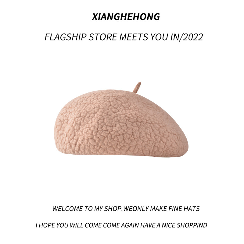 Unisex Wool beret Ladies winter Beanie pellet beret Painter cap Mushroom cap_voghion.com
