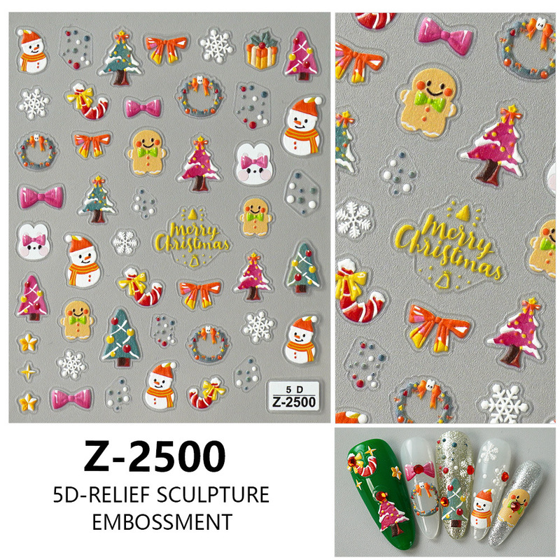 ヨーロッパとアメリカのクリスマスネイルアートステッカー漫画かわいい 5D 立体レリーフステッカー DIY ネイルアートアクセサリー子供のネイルステッカー|undefined