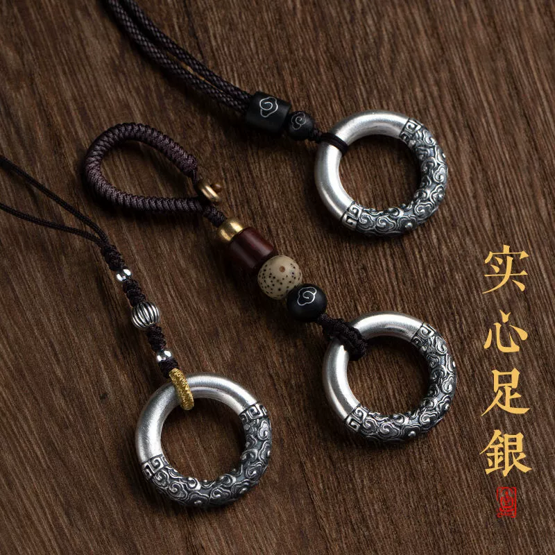 Sihuai серебряный твердый безопасный брелок автомобильный брелок подвеска высокого класса стерлингового серебра мобильный телефон цепи персонализированный ожерелье кулон мужчина