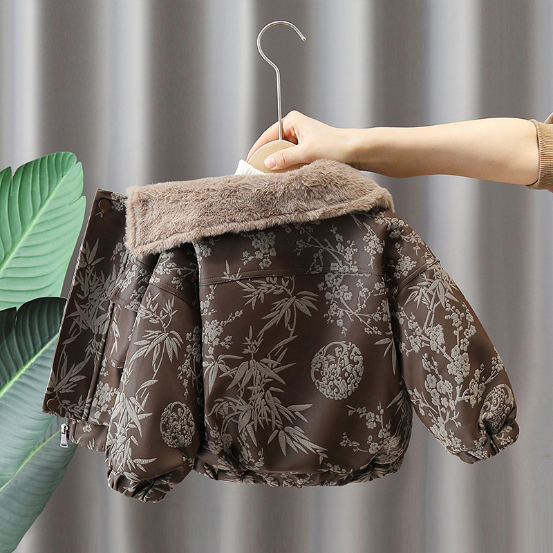 6674 niños más chaqueta de cuero de terciopelo ropa de otoño e invierno 2024 nuevo abrigo de abanico coreano de bebé guapo chaqueta de cuero de invierno para niños