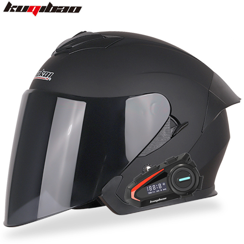 Motosiklet kaskı (dəbilqə) – Motuoche Helmet Half Helmet - matte-black-with-tea-lens-k20-bluetooth-m