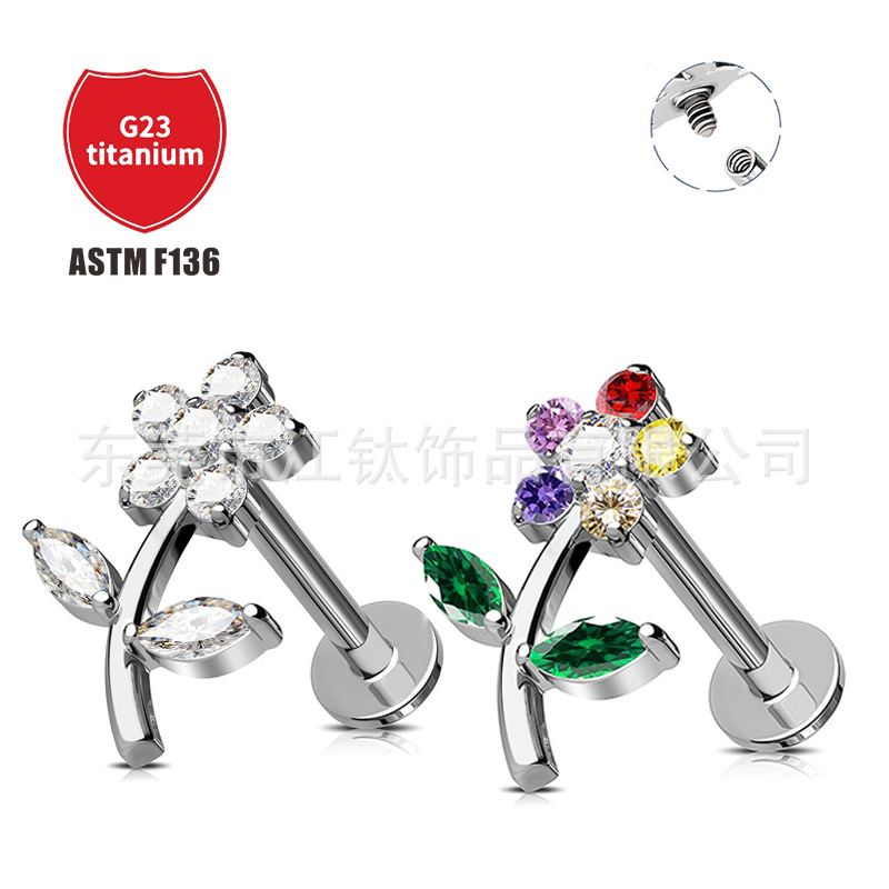 Pointed titanium steel lip stud product view