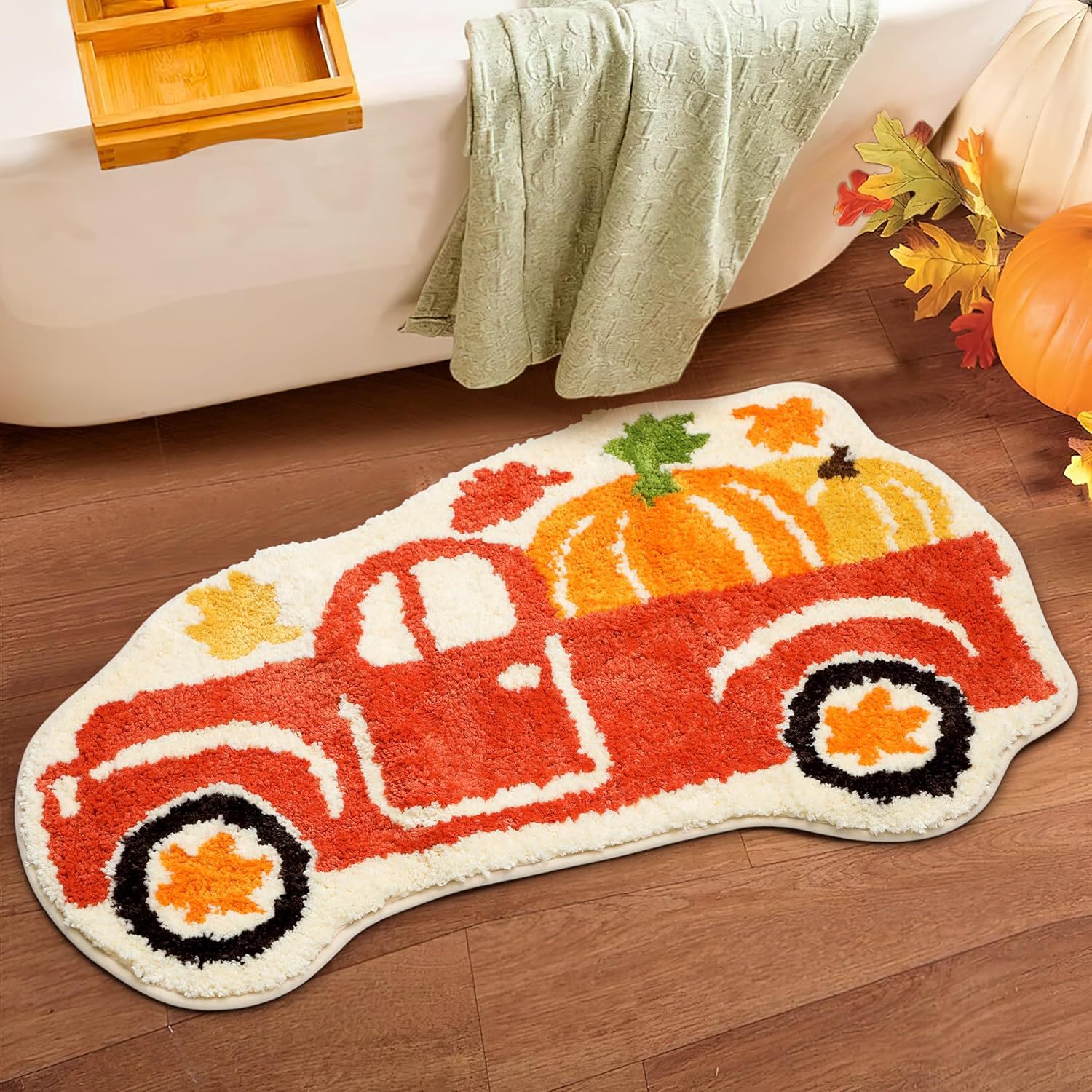 Amazon Imitation Cashmere Plush Christmas Holiday Carpet for Home and Bathroom, Cute Autumn Pumpkin Car Floor Mat, Dropshipping
