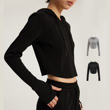 捷展女装|空气层短款连帽外套26春季lulu休闲运动修身收腰长袖女