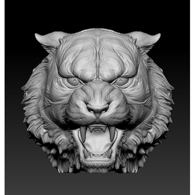 文件3d动物模型立体老虎头图纸雕刻机虎头图stl三维圆雕老虎