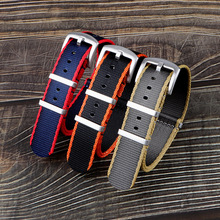 NATO北约尼龙手表带通用一条过三环 多彩色条纹帆布带20/22mm男女