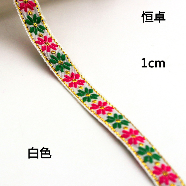 Encaje floral nacional de 1cm para decoración de ropa, accesorio DIY manual, estilo faixa