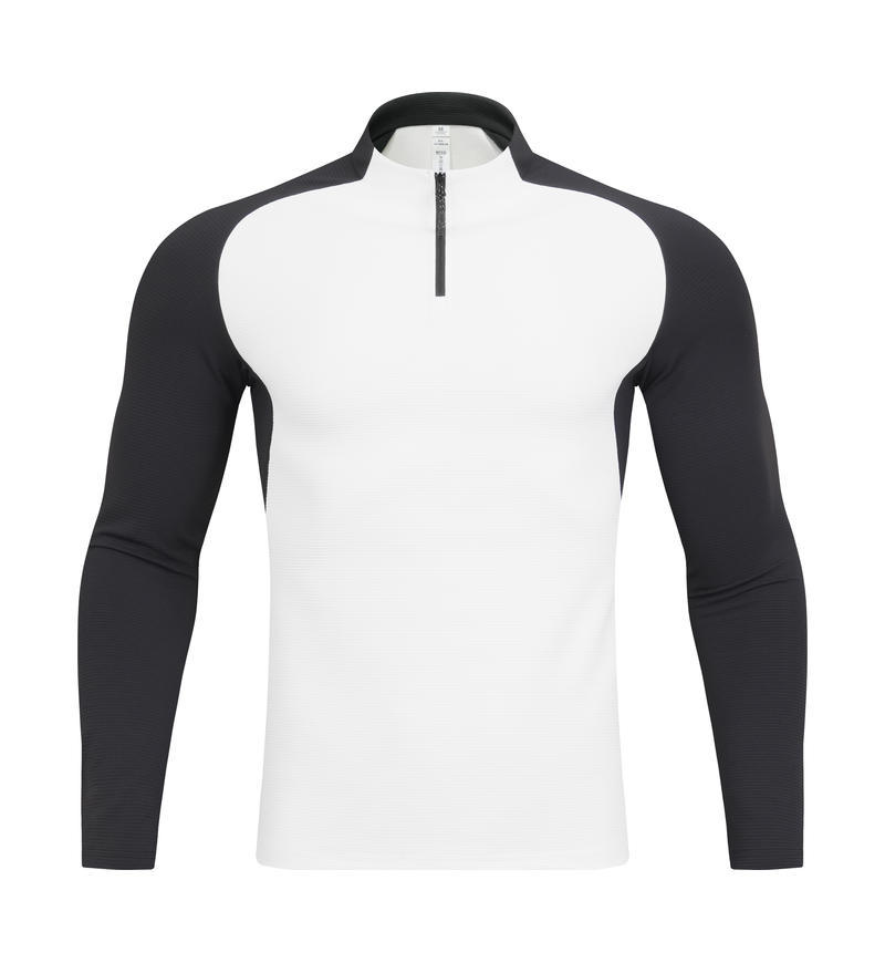 Otoño y invierno nuevo hombre de manga larga media cremallera camiseta deportiva casual versátil ropa europea y americana para correr fitness medio abierto