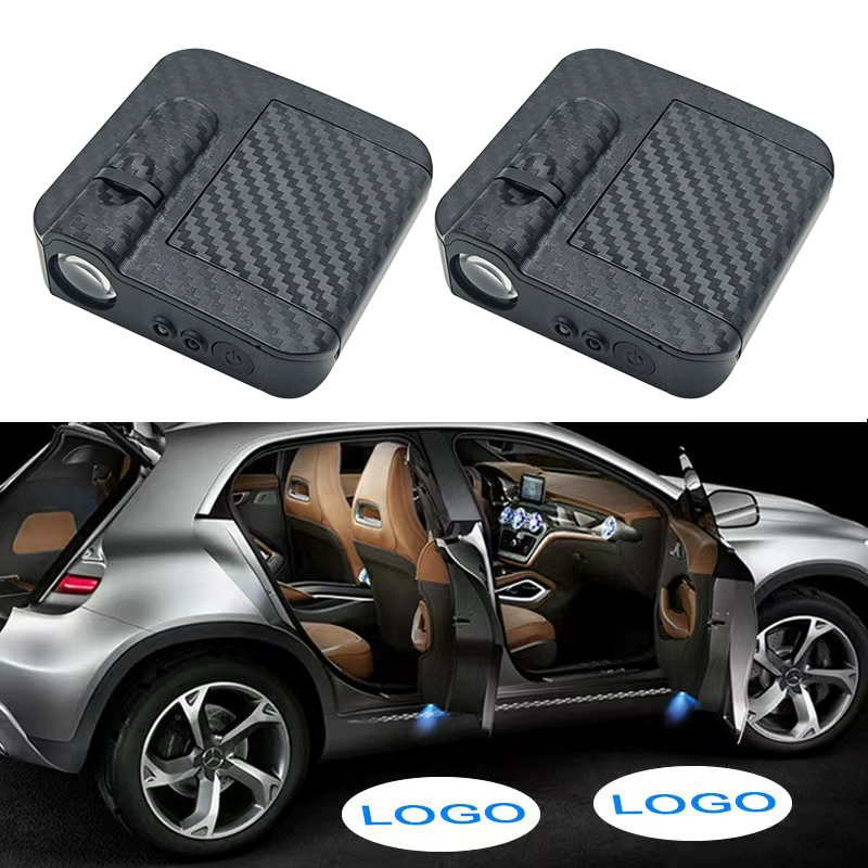 Автозапчасти, автомобильный логотип, напольный светильник для приветствия, без проводов, углеродное волокно, инфракрасный датчик двери, проекционный светильник