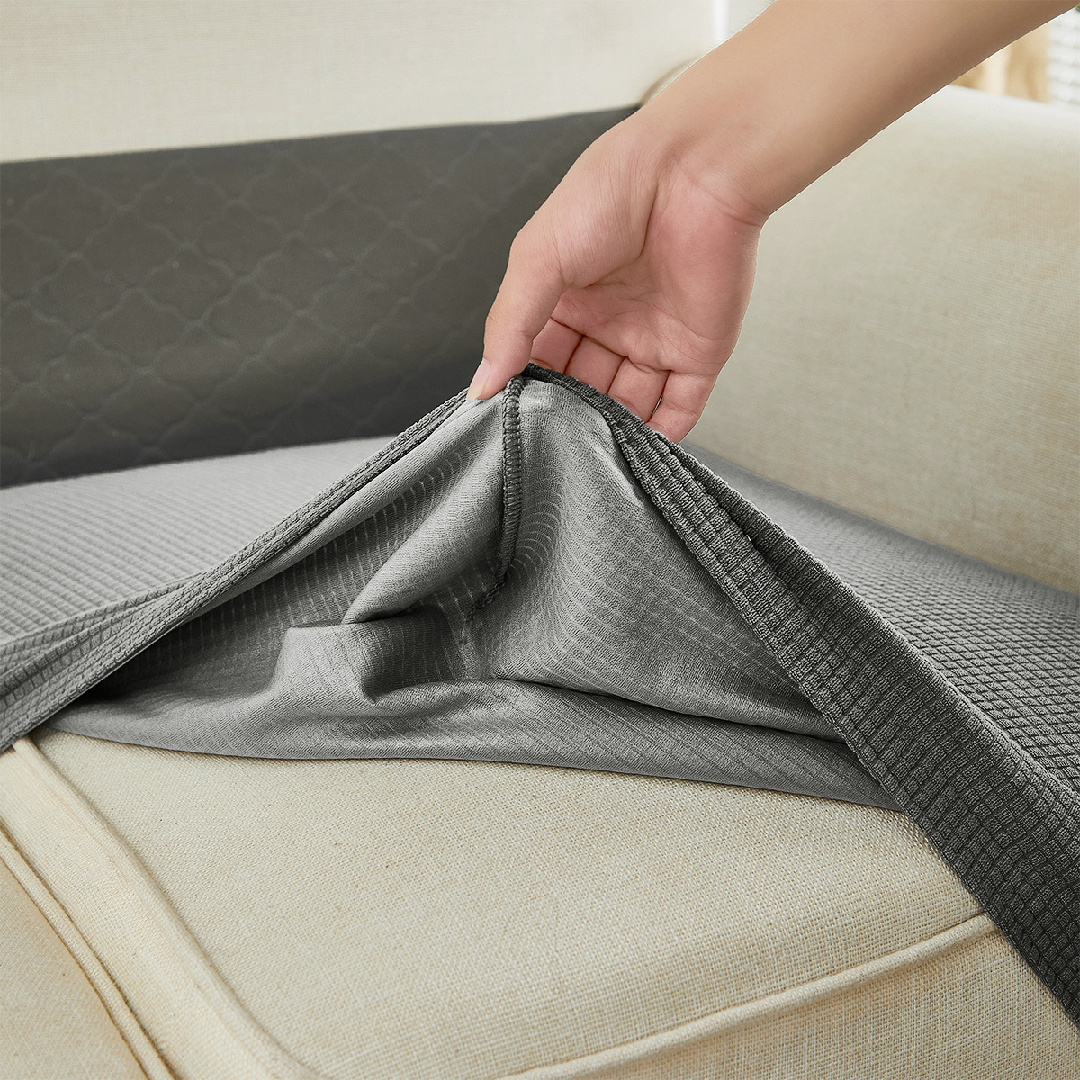 Nuevo estilo transfronterizo TPU cubierta impermeable de terciopelo polar sofá funda de cojín elástica para exteriores cubierta de sofá universal para exteriores