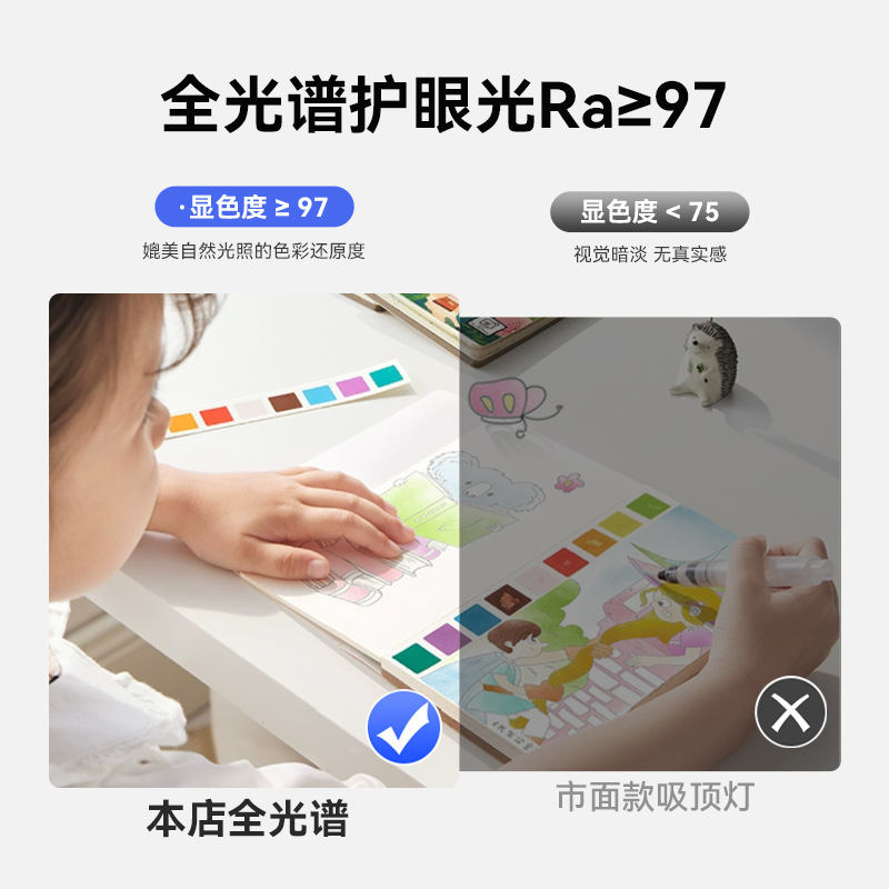 [Selección estricta] habitación de niños inteligente de espectro completo minimalista protección de ojos lámpara de techo viento crema cálida lámpara de estudio dormitorio principal