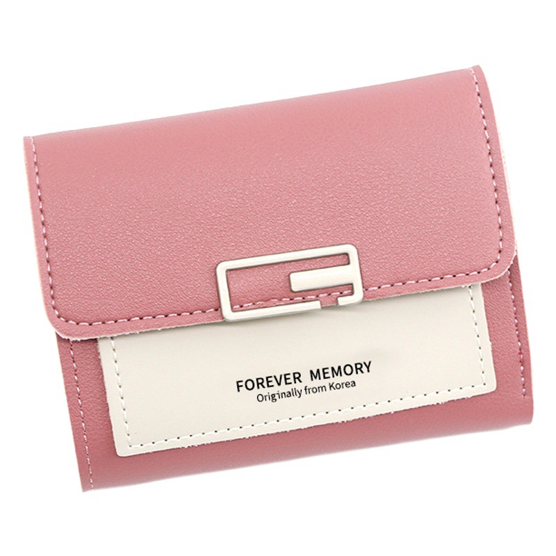 Nuevo estilo coreano simple linda chica billetera corta para mujer Tri-fold bolso titular de la tarjeta pequeño monedero