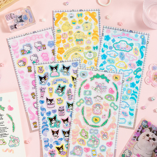 Sanrio Pudding Cinnamon Dog Melody Culomi Cute Gupan DIY Guka Sticker Hand Account Cartoon Material