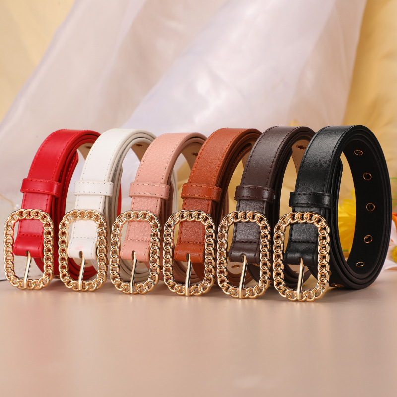 Mode riem retro goud vierkant gesp voor dames stijlvolle riem_voghion.com