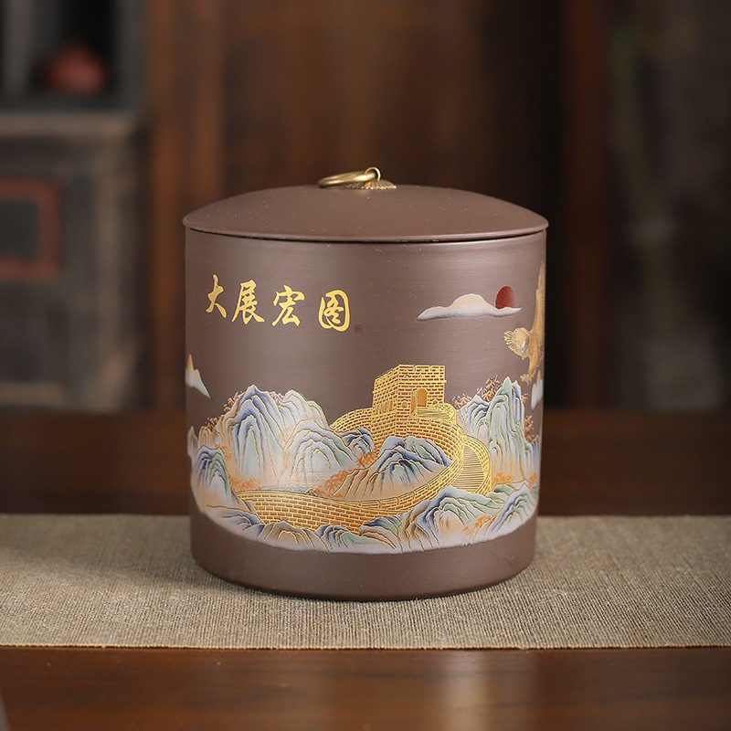 德化厂家直批新款紫砂茶叶罐大号一斤装陶瓷储茶罐醒茶罐礼品密封