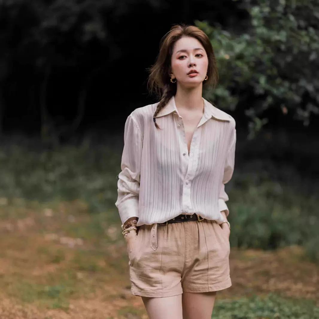 成毅同款情侣装出街精致巨好看上衣轻奢高级感男女同款条纹衬衫夏