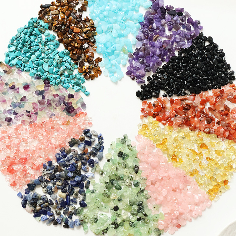 5-8mm Natural Crystal Agate Loose Beads Chain with Holes, Irregular Shaped Stone Beads for DIY Jewelry Accessories