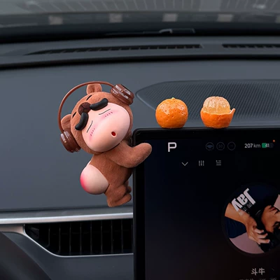2026 New Model Cute Car ornaments - brown-earphones-naked-xiaoxin-big-orange-and-big-italian-ornaments