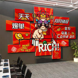 办公室氛围布置爆单墙面装饰画企业电商公司文化标语背景新年前台