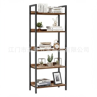 Customized 5-Layer Storage Rack Floor-Standing Living Room Solid Wood Iron Display Rack Household Multi-Layer Storage Organizer Storage Rack