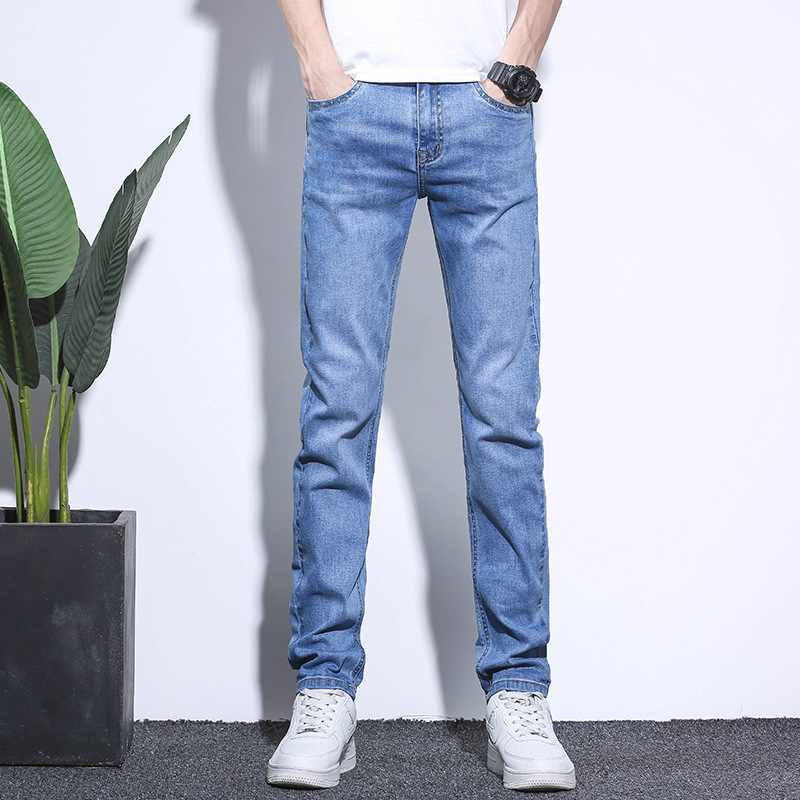 2023 summer Thin section cowboy trousers Self cultivation Straight Elastic force Jeans live broadcast 1213 paragraph