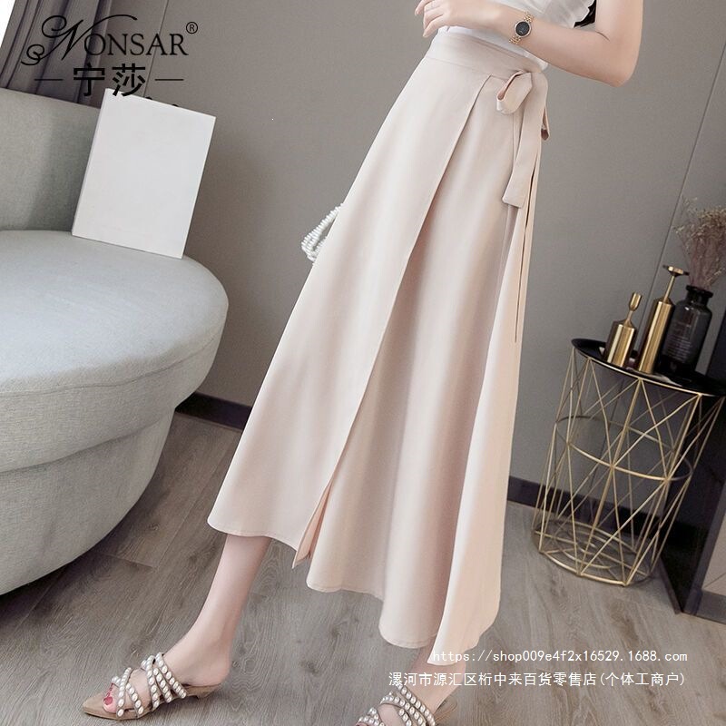 2026 Summer Korean Style One-Piece Tie-Waist Long Skirt High-Waisted Mid-Length French Style Over-the-Knee Wrap Skirt for Women 2026 Summer Korean Style One-Piece Tie-Waist Long Skirt High-Waisted Mid-Length French Style Over-the-Knee Wrap Skirt for Women