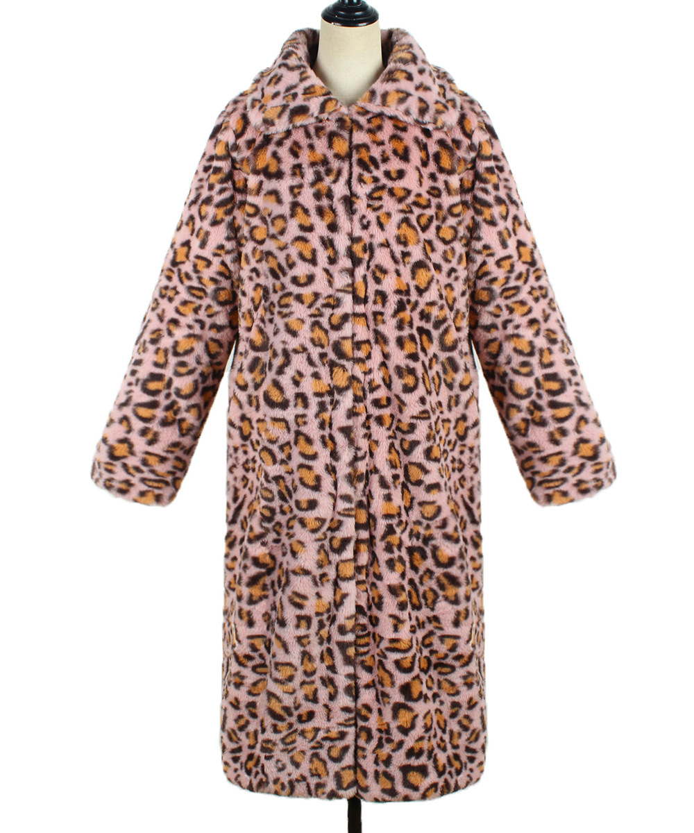 Women's Clothing hot selling leopard print   fur plush lapel coat long fashionable autumn and winter new style_voghion.com