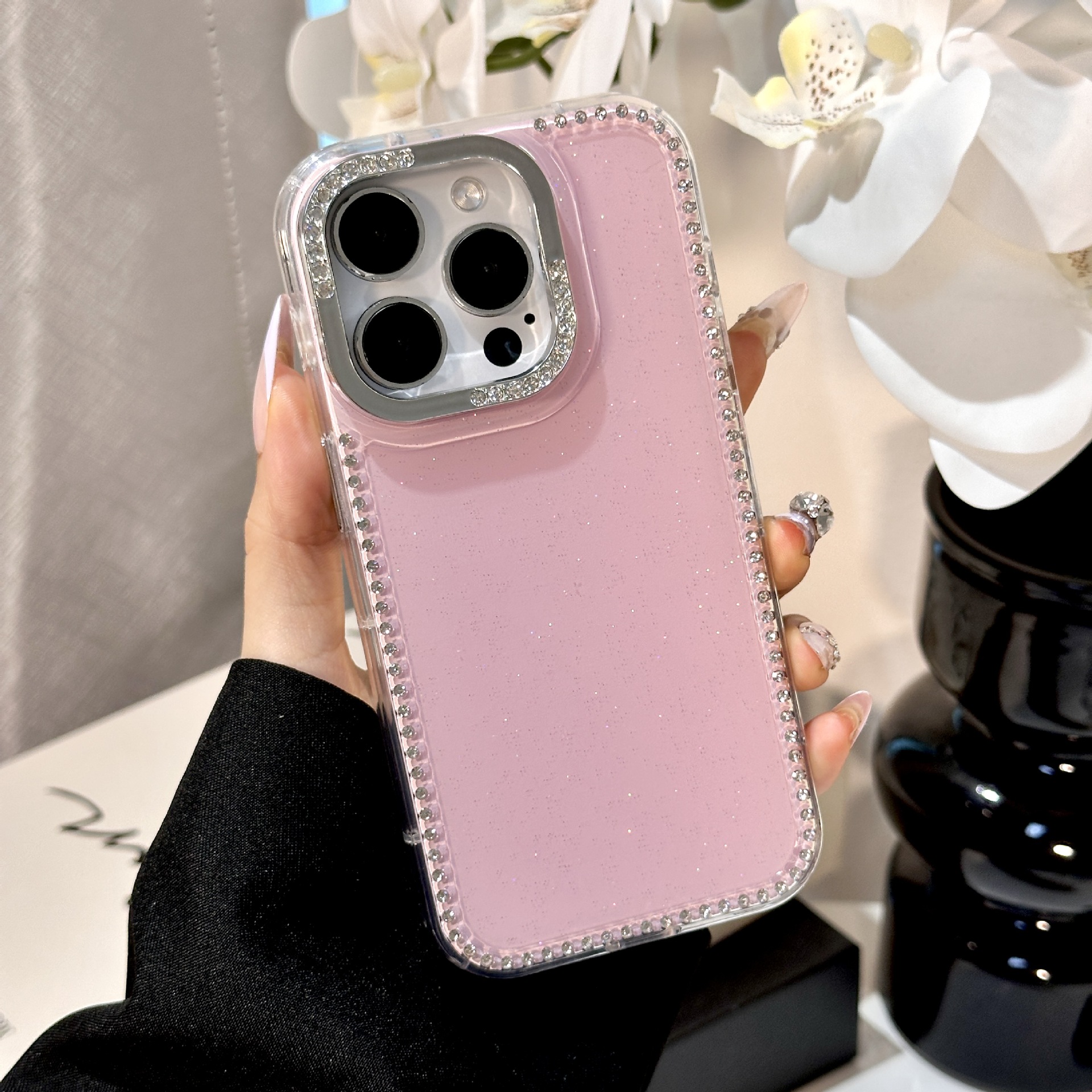 Diamante flash de dopamina de color simple para Apple 16ProMax funda para teléfono 15Pro Pareja 14/13 Nuevo 15PM