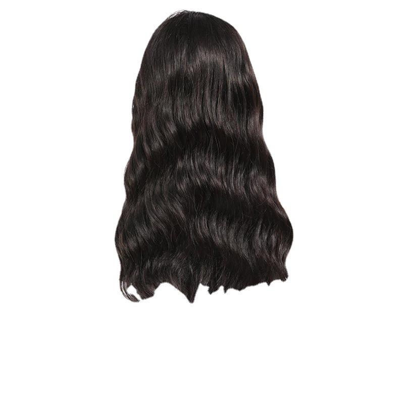 Peluca europea y americana flequillo negro largo rizado pelo onda grande seda de alta temperatura fibra química tocado multicolor pelucas opcionales