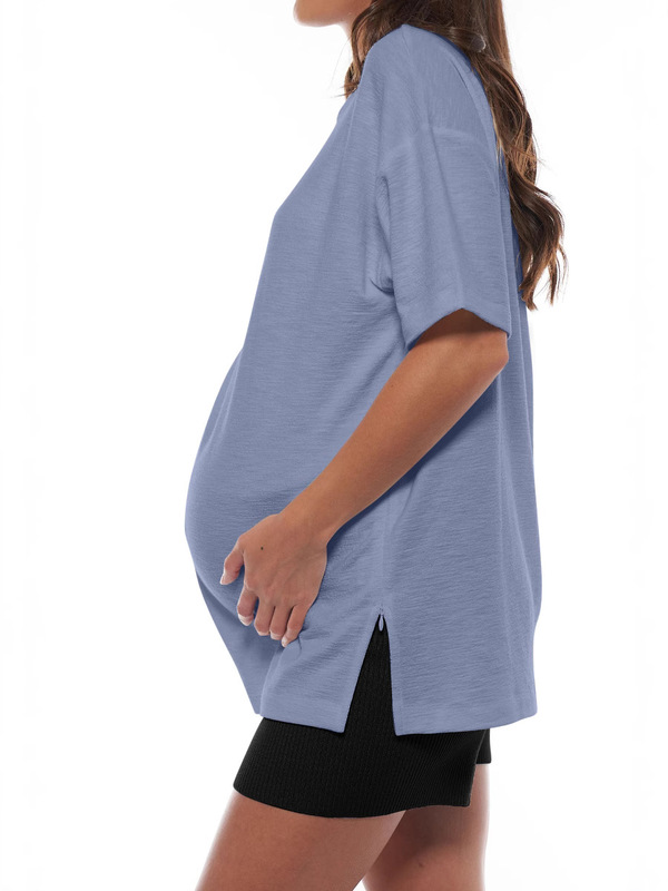 アマゾンクロスボーダー妊婦服上着2025新品夏秋妊娠服サイドジッパー開き授乳服レディース服|undefined