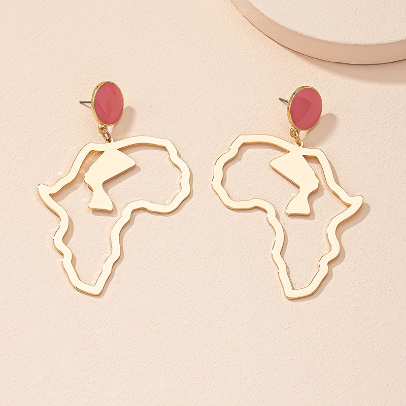 Simple Hollow Africa Map Earrings Wholesale Retro Earrings display picture 4