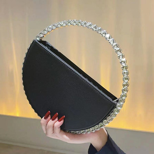 Cross-Border Ring Rhinestone Clutch Bag with Diamond Dinner Handbag Cocktail Party Clutch Bag Fashionable and Stylish Hand Bag