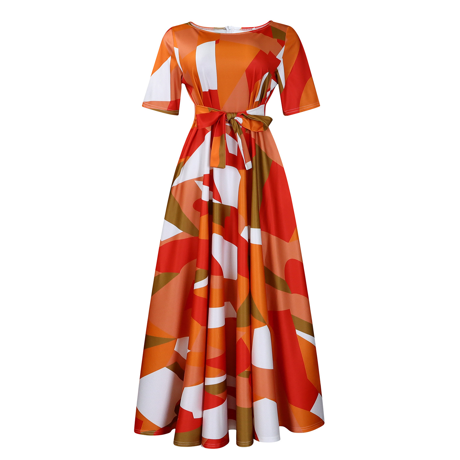 Plus Size African Style Dress Fashionable Short Sleeve A Line Tie Detail Perfect for Summer Events Wholesale