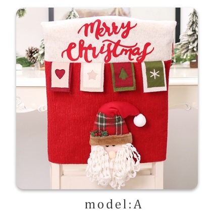 Transfronterizos nuevos artículos de decoración de Navidad dibujos animados tridimensionales Navidad viejos cubierta de silla muñeco de nieve cubierta de silla de alce