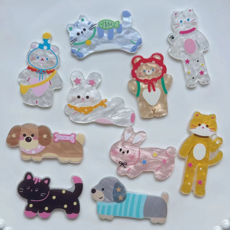 귀여운 만화 새끼 고양이 강아지 아크릴 액세서리 DIY 크림 젤 전화 케이스 패치 구멍 신발 장식 헤드웨어