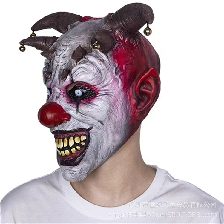 Horror campana payaso sombrero de látex Halloween sonrisa máscara de payaso mascarada festival accesorios de rendimiento