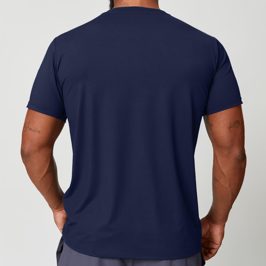 Nuevo cuello redondo para hombres transfronterizos, agradable para la piel, de secado rápido, deportes y ocio, manga corta, caminatas de cercanías, baloncesto, tenis, camiseta 1166