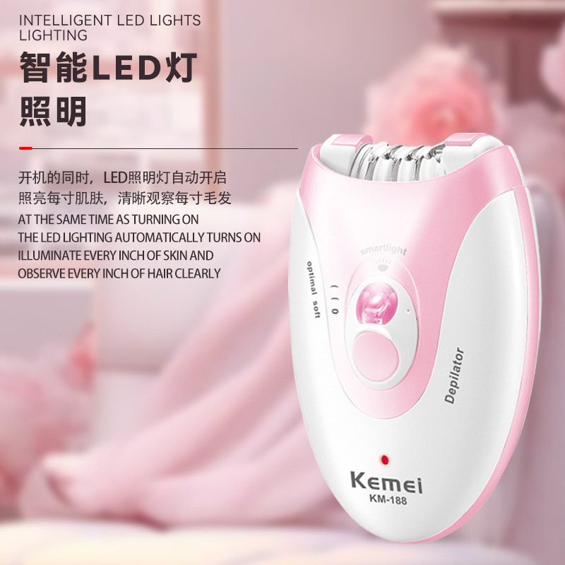 Dispositivo de depilación eléctrico Kemei transfronterizo, dispositivo de depilación para mujer ajustable inteligente portátil, herramienta de afeitado universal para todo el cuerpo