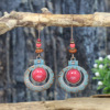 Fashionable metal long retro earrings, boho style, nostalgia